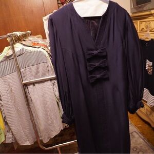 Albert Nipon Navy Dress with Bow Accents